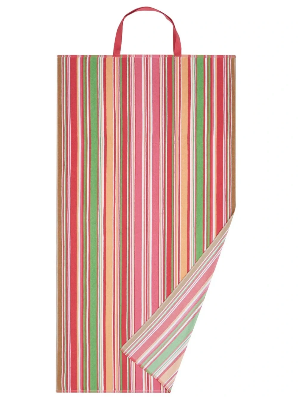 Pink Striped Beach Towel Mat - Lightweight Travel Towel